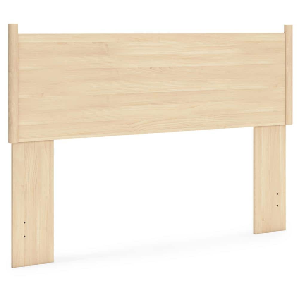 Beige Transitional Queen Platform Wood Bed