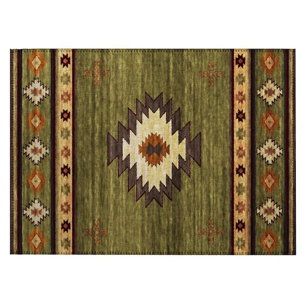 Sonora Green 1 ft. 8 in. x 2 ft. 6 in. Geometric Indoor/Outdoor Area Rug