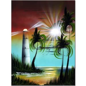 18 in. x 24 in. Lighthouse at Sunset Canvas Art