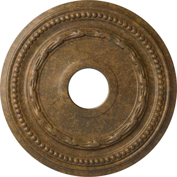 Ekena Millwork 1 in. x 15-3/8 in. x 15-3/8 in. Polyurethane Federal Ceiling Medallion, Rubbed Bronze