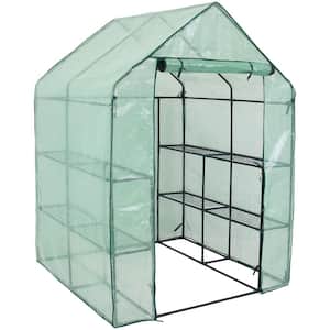 Sunnydaze 4 ft. x 4 ft. Green Grandeur Walk-In Greenhouse with 4 Shelves for Outdoors