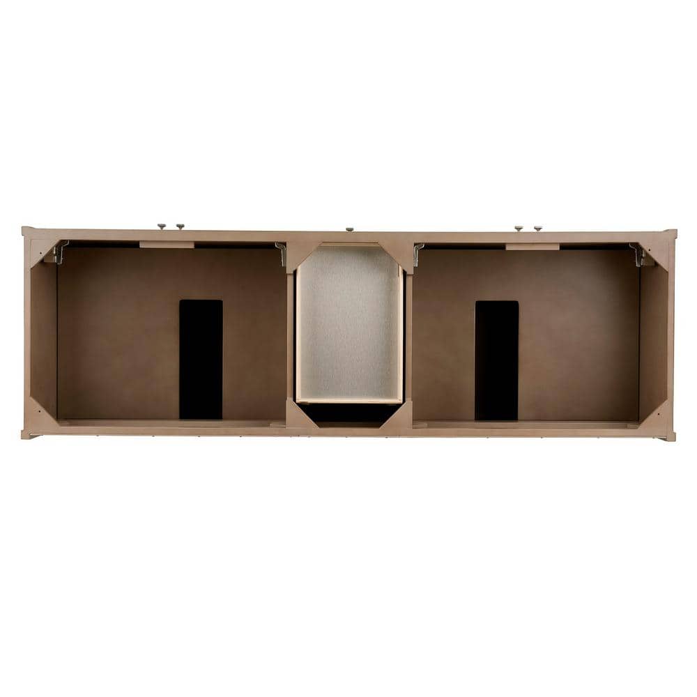72" Whitewashed Walnut Double Vanity with Solid Surface Top