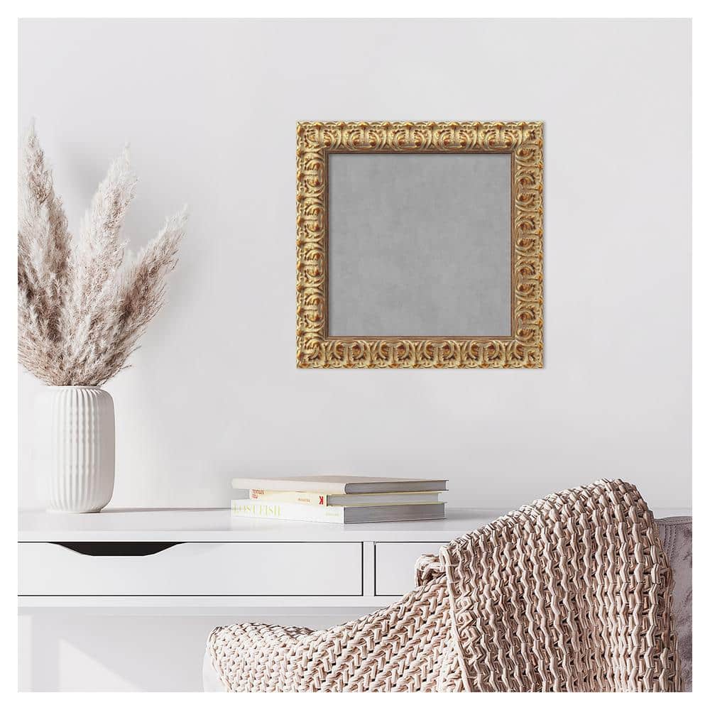 Florentine Gold Framed Grey Magnetic Memo Board 12x12