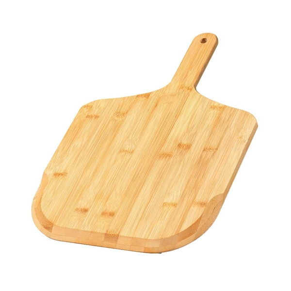 Bamboo Pizza Pee, 12" Wooden Pizza Paddle Spatula, Serving Board & Cutting Board for Bread, Cheese, Fruits, Vegetables