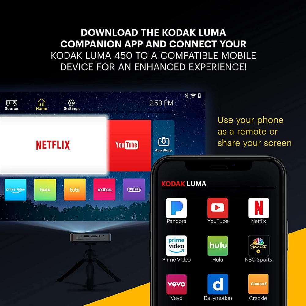 Kodak Luma 450 Portable Full HD Smart Projector with Wi-Fi and Bluetooth
