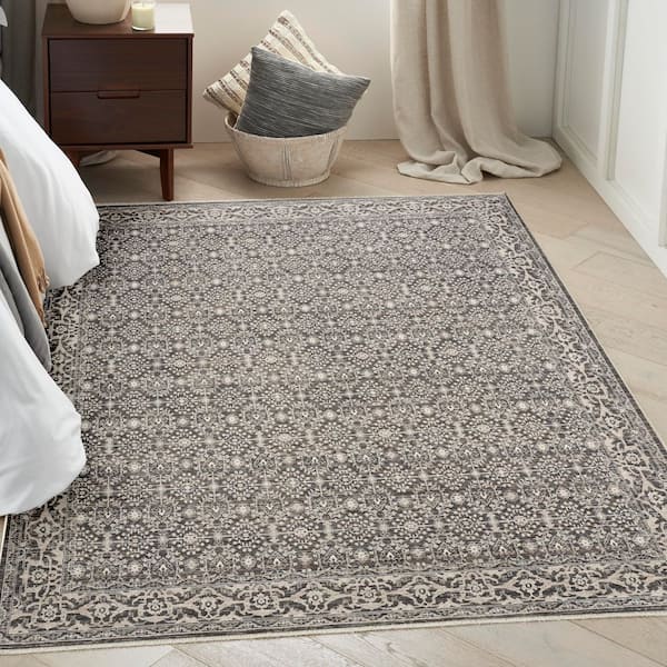 Outlines Charcoal Ivory 5 ft. x 7 ft. All-over design Traditional Area Rug