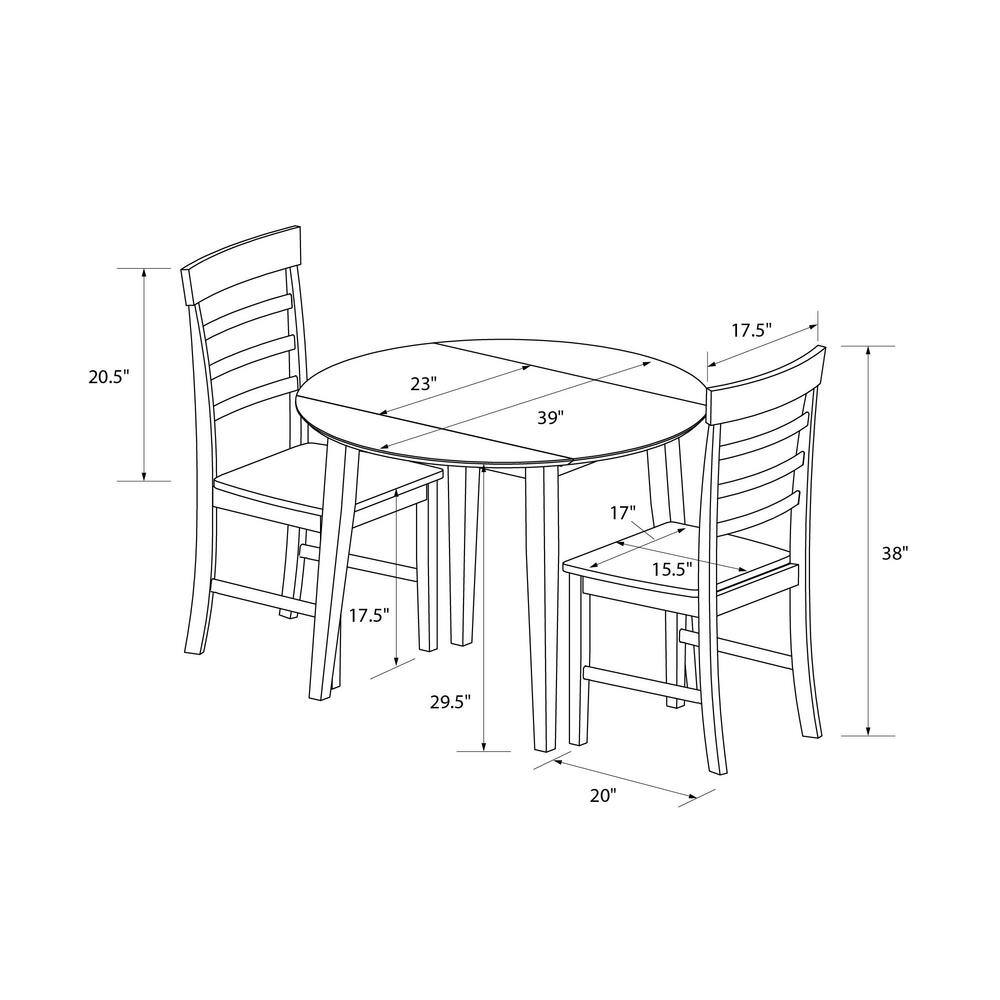 White 3-Piece Drop Leaf Dining Set with Chairs