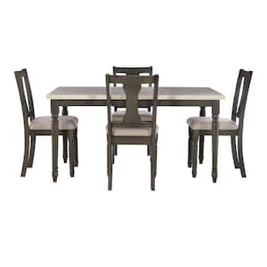 Angie Grey and Smokey White Oak Veneer 5-Piece Dining Set