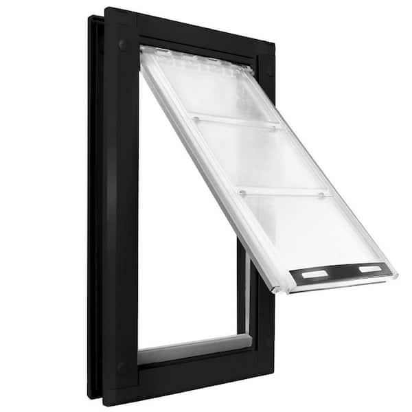 Endura Flap 10 in. x 19 in. Large Single Flap for Doors with Black Aluminum Frame