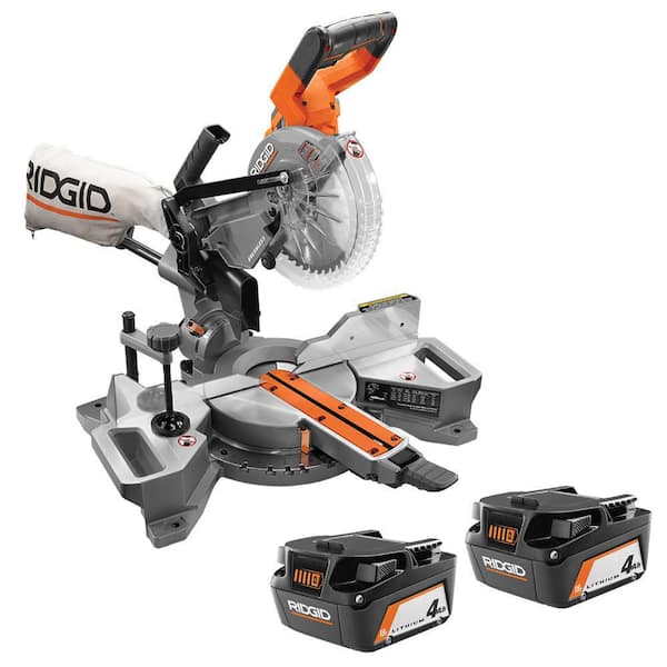 18V Brushless Cordless 7-1/4 in. Dual Bevel Sliding Miter Saw with 18V Lithium-Ion 4.0 Ah Battery (2-Pack)
