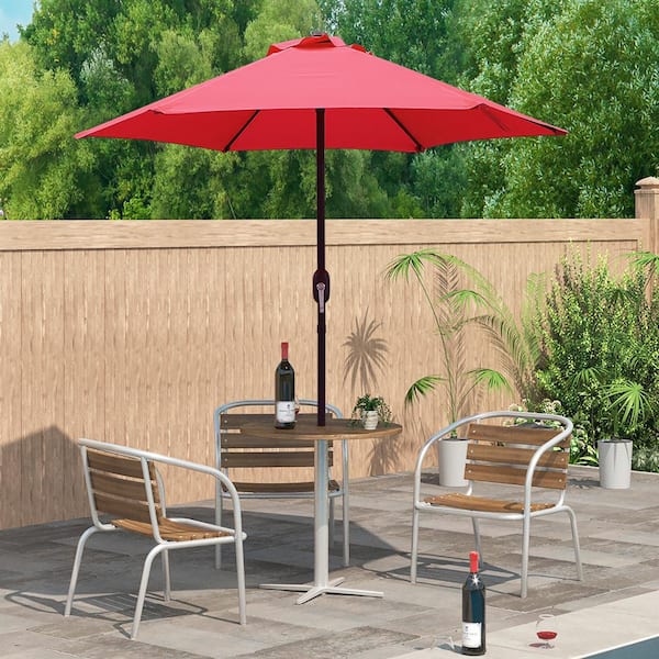 7.5 ft. Steel Crank Market Patio Umbrella in Red