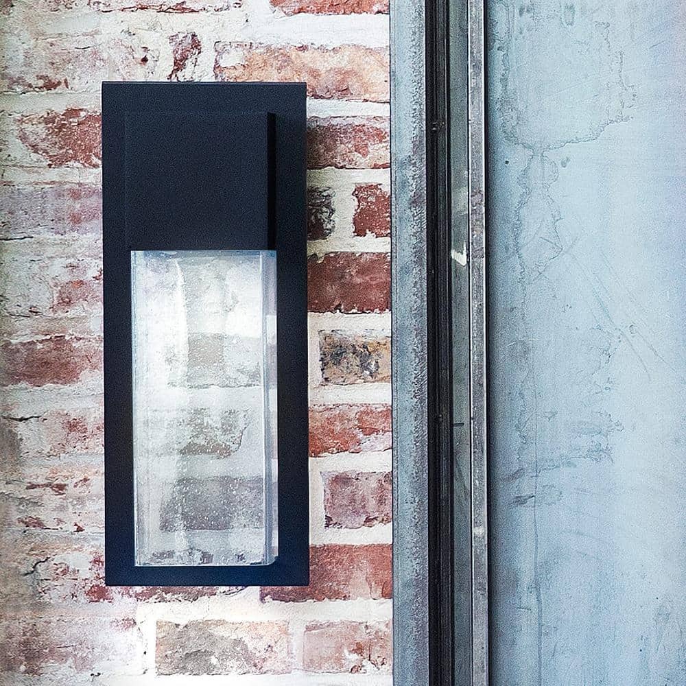 Alex Black Dimmable Outdoor Wall Lantern with Clear Seedy Glass