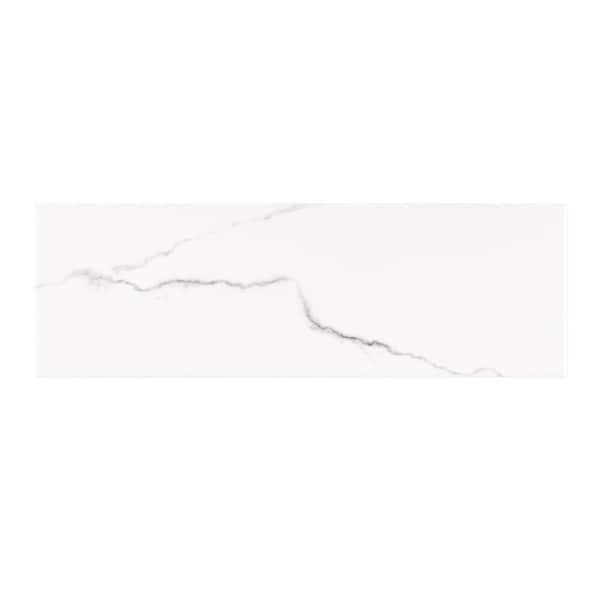 Take Home Tile Sample - Glossy Ocean Carrara White 4 in. x 6 in. Glossy Ceramic