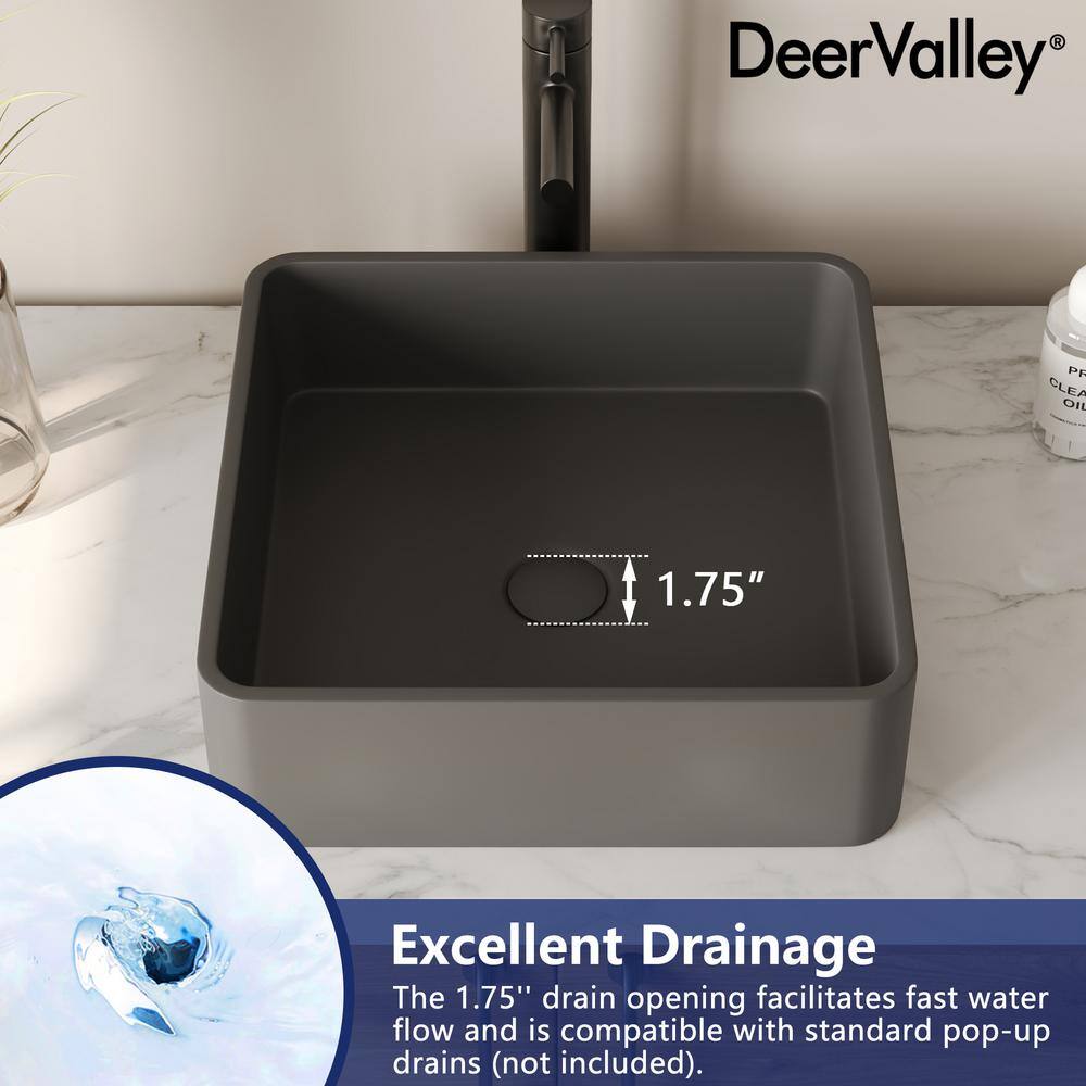 Black Square Concrete Above-Counter Vessel Bathroom Sink