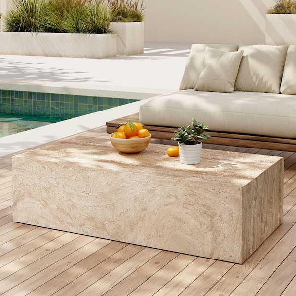 CHRISTOPHER KNIGHT HOME Helmar Patio Brown Faux Stone(MGO) Rectangle Outdoor Coffee Table 161945
