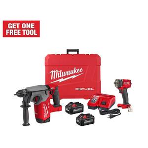M18 FUEL 18V Lithium-Ion Brushless 1 in. Cordless SDS-Plus Rotary Hammer Kit with 1/2 in. Compact Impact Wrench