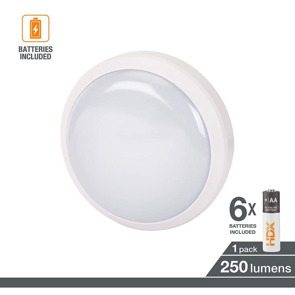 HDX 8 in. Utility Battery Powered 5000K Integrated LED White Tap