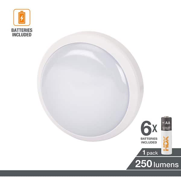 8 in. Battery Powered 5000K Integrated LED White Tap Puck Light