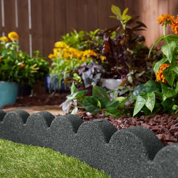 48 in. x 2 in. x 4 in. Gray SmartLoc Scallop Rubber Landscape Edging (4-Pack)