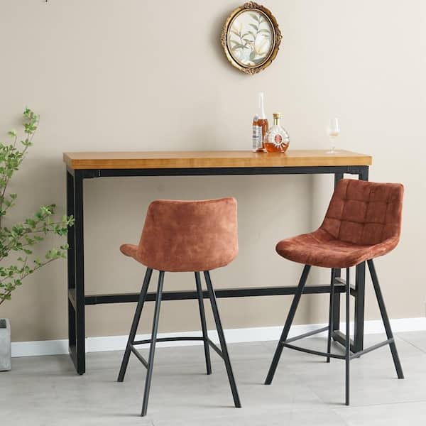 formule lettergreep Permanent GOJANE 37.60 in. Rustic Brown High Back Modern Design Comfortable Nordic  Metal Bar Stool (Set of 2) W21051986LWY - The Home Depot