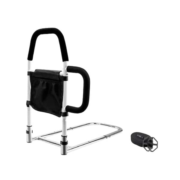 Aoibox 25.6 in. H Steel Safety Bed Rails with Double Grab Bars and Fall Prevention for Elderly Adults Support to 300 lbs. Black