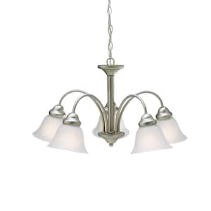 Wynberg 24.5 in. 5-Light Brushed Nickel Transitional Shaded Bell Chandelier for Dining Room