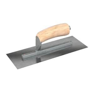11 in. x 4 in. Carbon Steel Square End Finishing Trowel with Wood Handle