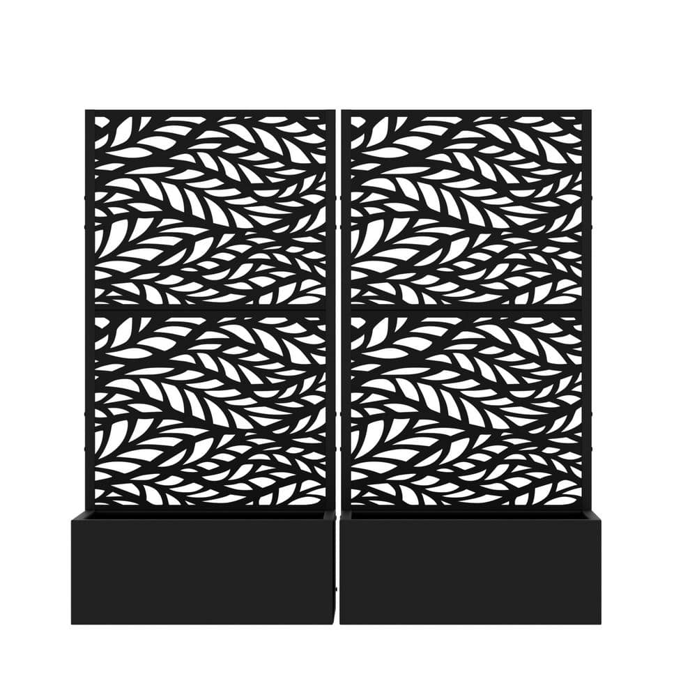 59 in. H x 29.5 in. W x 12 in. L Metal Black Rectangle Pots and Planter Raised Box with Trellis (Set of 2) price history on PriceWatchPro