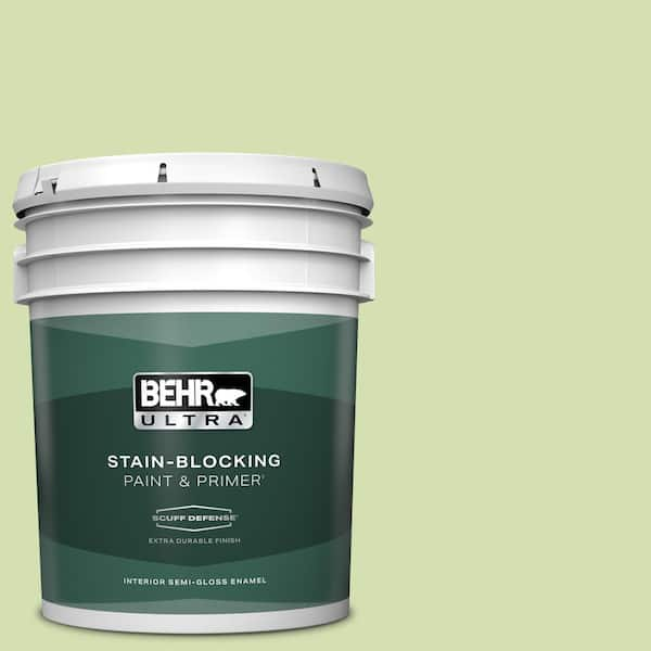 BEHR ULTRA 5 gal. #420C-3 Celery Bunch Extra Durable Semi-Gloss Enamel Interior Paint & Primer