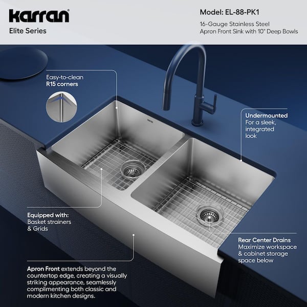 Reviews for Karran 16-Gauge Stainless Steel 36 in. Double