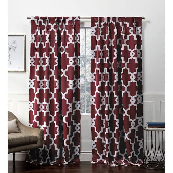 EXCLUSIVE HOME Burgundy Trellis Blackout Curtain - 27 in. W x 84 in. L