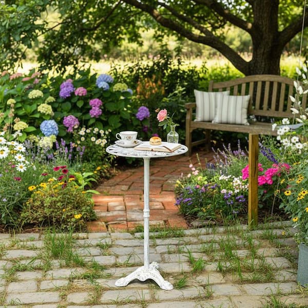 1-Tier Antique White Cast Iron Flower Pot Plant Stand Indoor