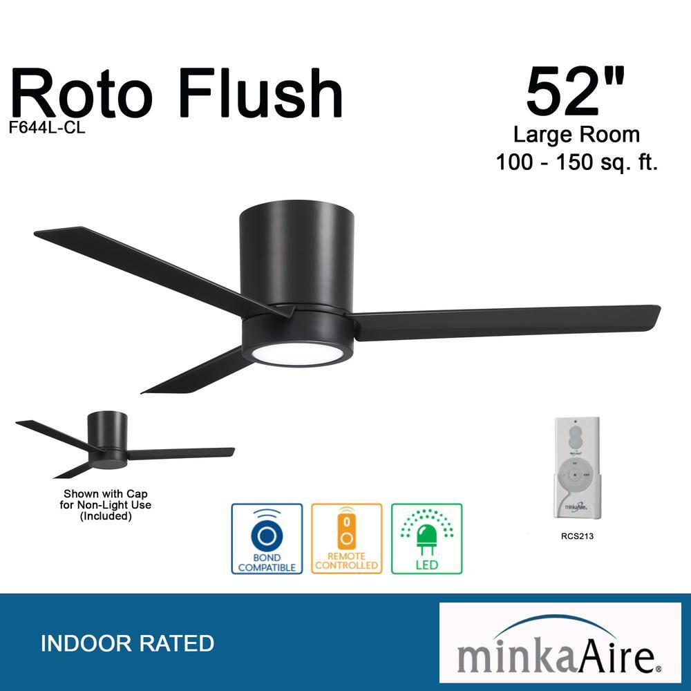 52'' Black Low Profile LED Ceiling Fan with Remote