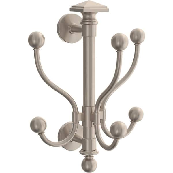 Home Decorators Collection 11 in. L Satin Nickel Classic Vertical Coat and Hook Rail