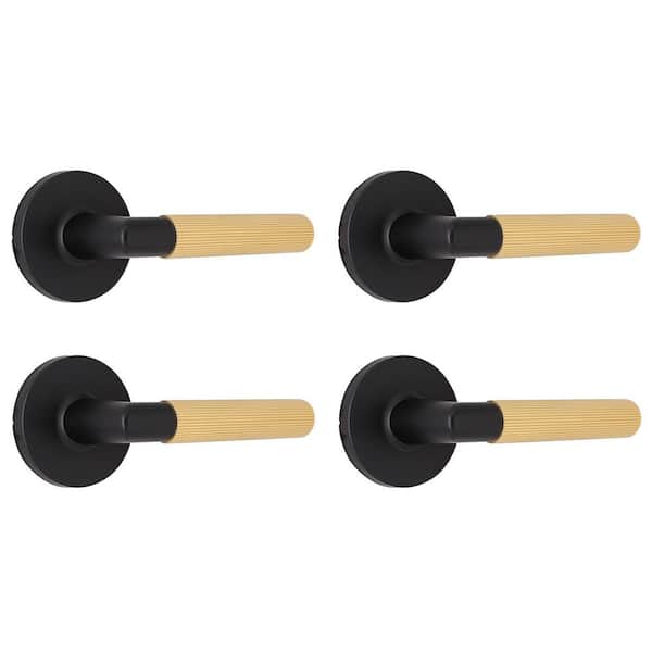 Downing Matte Black / Brushed Gold Passage Hall/Closet Door Lever 4-Pack