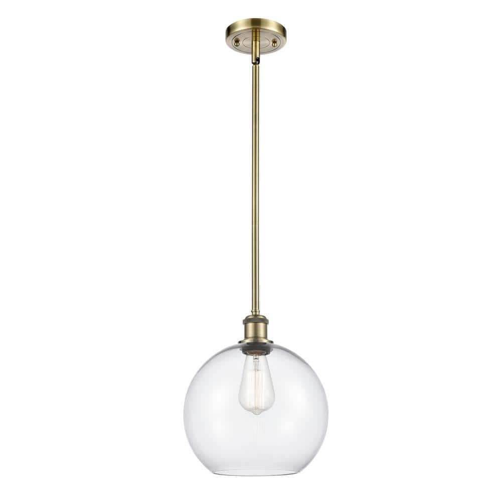 Innovations Athens 1-light Antique Brass Shaded Pendant Light With 