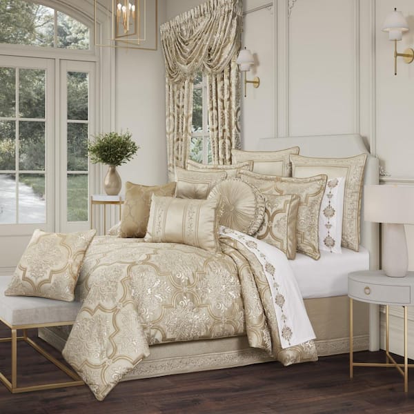 Unbranded Sympatica 4-Piece. Champagne Polyester Queen Comforter Set 96 X 92 in.