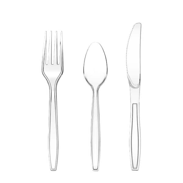 Disposable Plastic Utensils Set with BPA-Free, Heat Resistant for Parties, Catering, Events and Home, Clear (360-Pack)