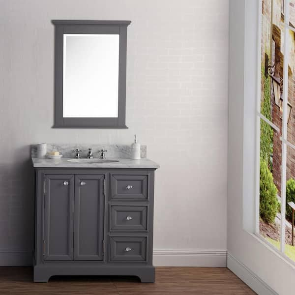 Water Creation Derby 36 in. W x 34 in. H Bath Vanity in Gray with ...