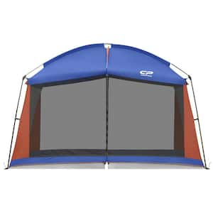 12 ft. x 10 ft. Screened Mesh Net Wall Canopy Tent Screen Shelter Gazebos for Patios, Outdoor Camping Activities in Blue