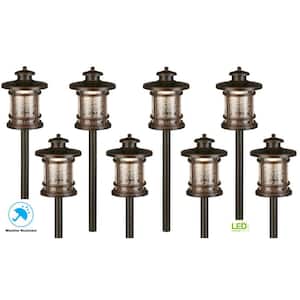 Birmingham Low Voltage 3-Watt Oil Rubbed Bronze Integrated LED Outdoor Landscape Path Light with Crackled Shade (8-pack)