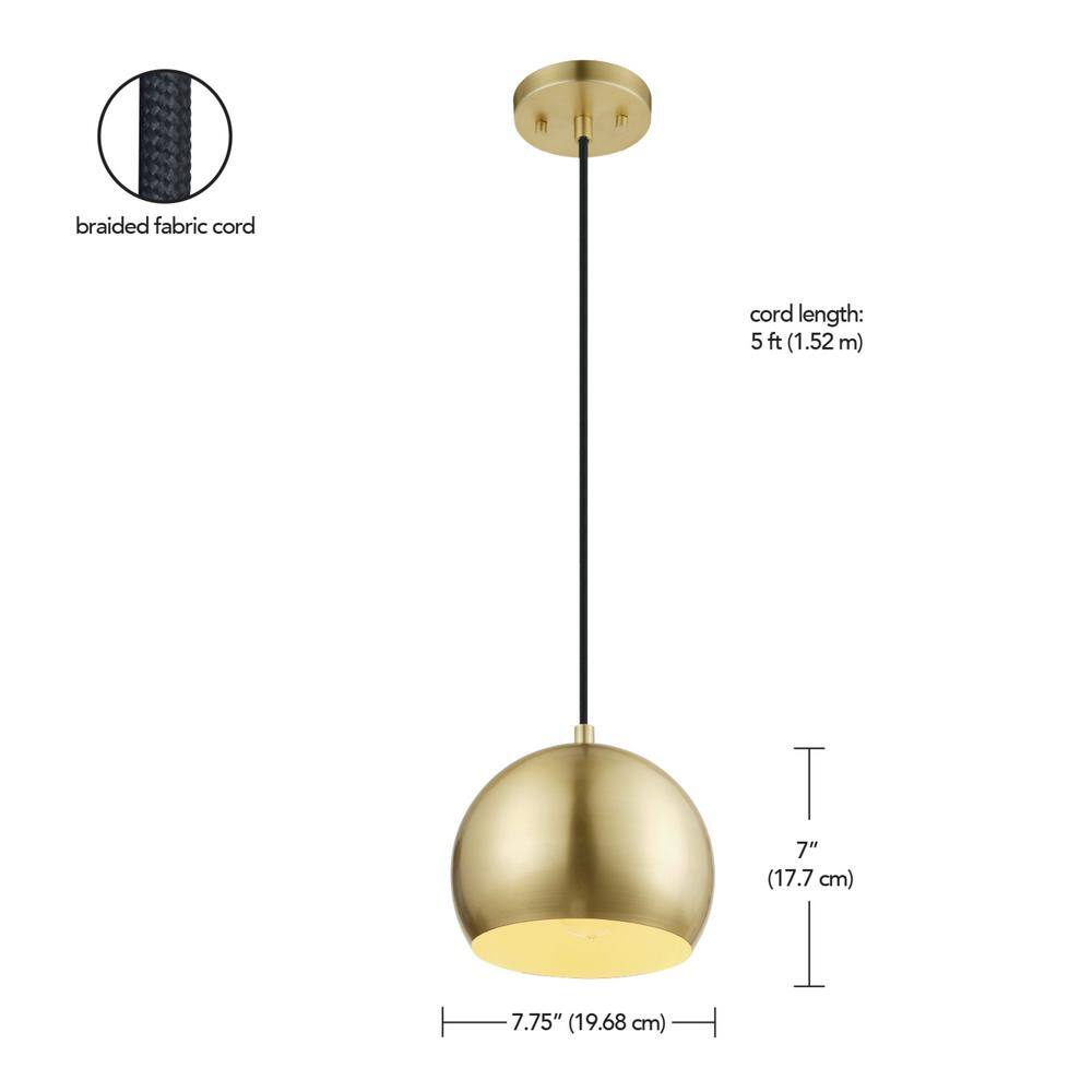 Maya Vintage Glam 8" Mini Globe Pendant in Matte Brass