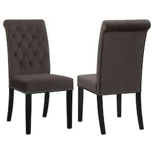 Brown and Rustic Espresso Tufted Side Chairs with Nailhead Trim (Set of 2)