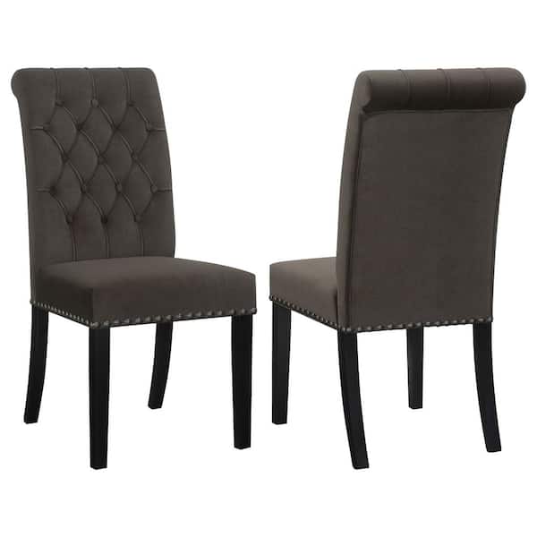 Coaster Brown and Rustic Espresso Tufted Side Chairs with Nailhead Trim (Set of 2)