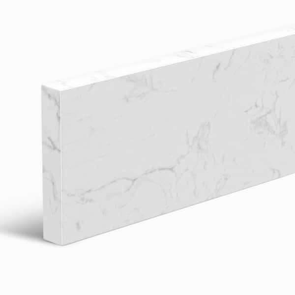 Cala 72 in. W Cultured Marble Vanity Backsplash Bathroom Countertop Splash Guard in Carrara White