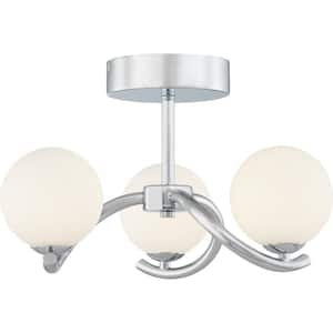 Essence 16 -in Polished Chrome LED Semi-Flush Mount with Opal Etched Glass Shade