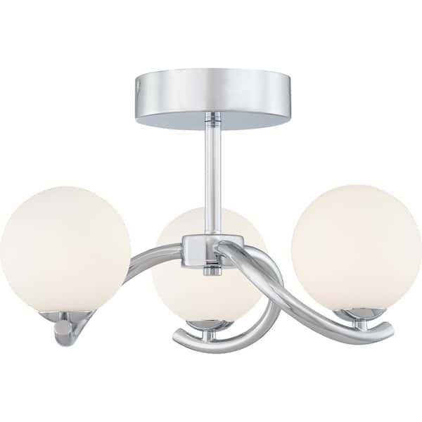 Quoizel Essence 16 -in Polished Chrome LED Semi-Flush Mount with Opal Etched Glass Shade