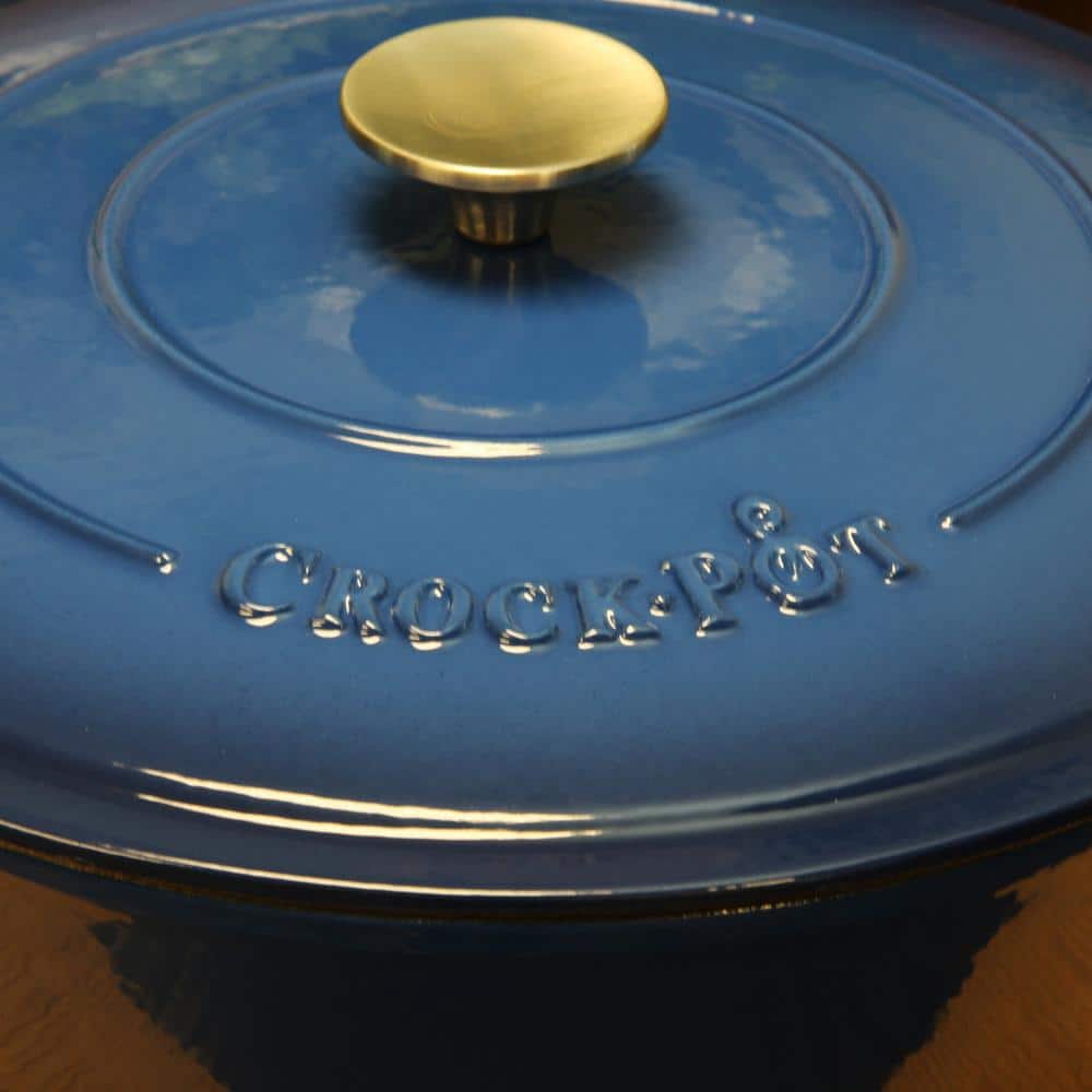 Sapphire Blue 5 Quart Enameled Cast Iron Braiser Pan with Lid