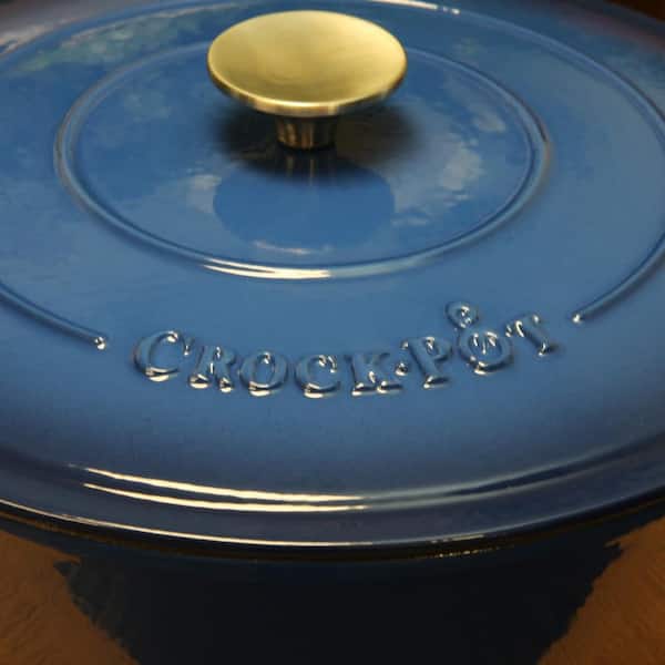 Crock Pot Artisan 5 Quart Round Enameled Cast Iron Braiser Pan with Self  Basting Lid in
