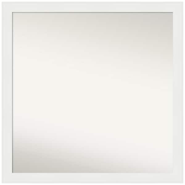 Amanti Art Vanity White Narrow 35.5 in. x 35.5 in. Custom Non-Beveled Recycled Polystyrene Framed Bathroom Vanity Wall Mirror